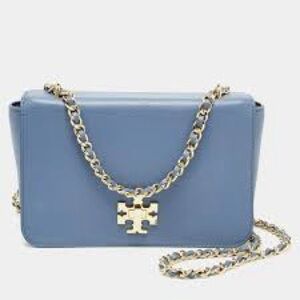 Tory Burch Blue Crossbody Bag with Gold Chain